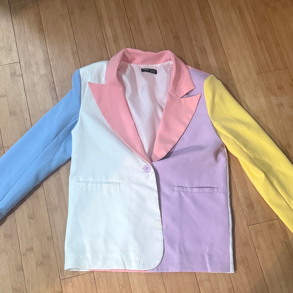 SHEIN Pastel Colorblock Blazer